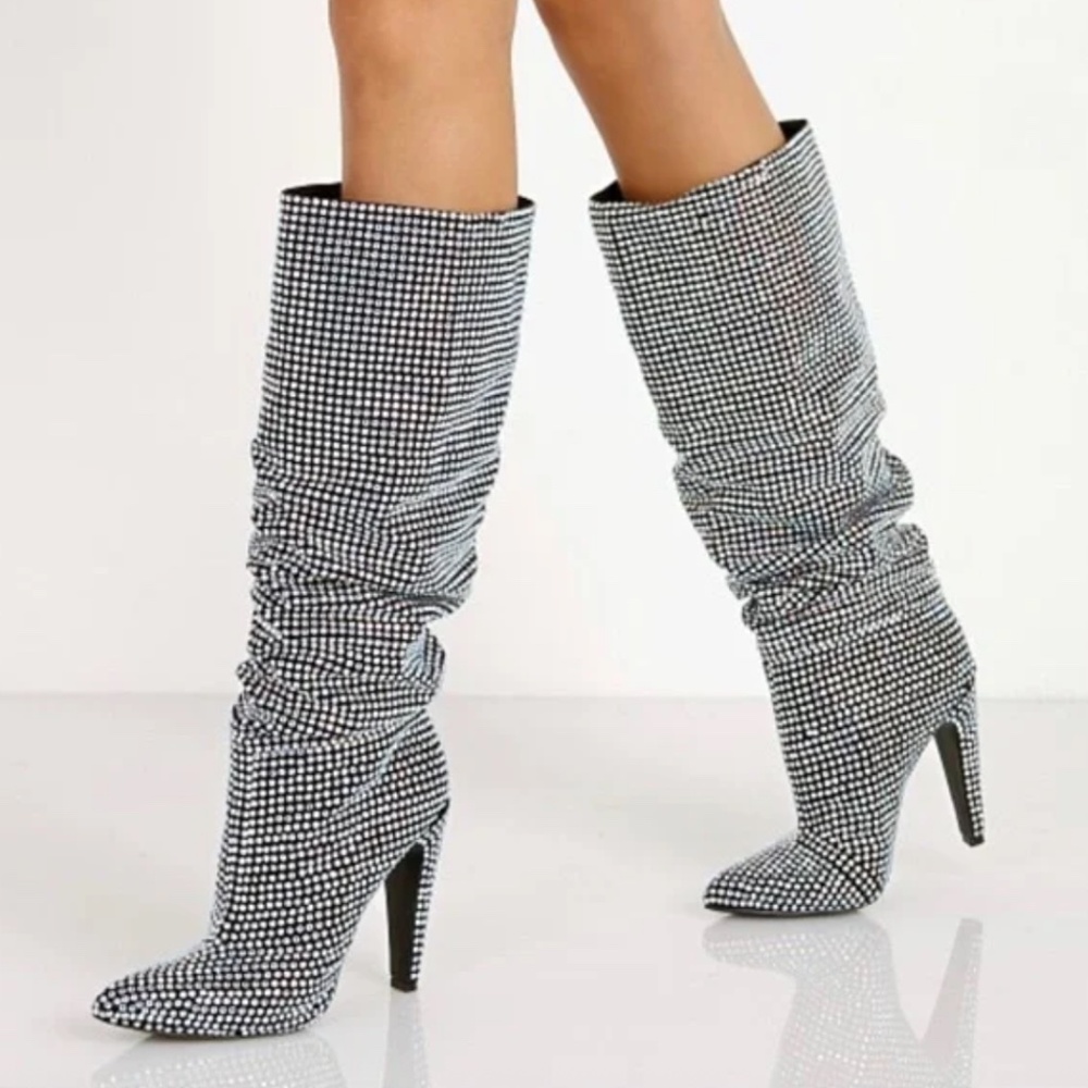 Steve Madden Crushing Rhinestone Boots, Size 8